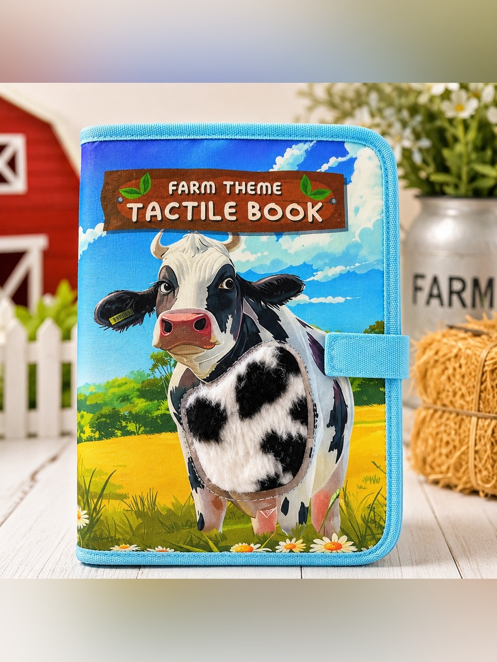 Farm Theme Tactile Book - Blue Cow Sensory Learning Toy